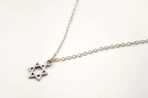 Silver Star Of David charm necklace for women, stainless steel chain, gift wrapped