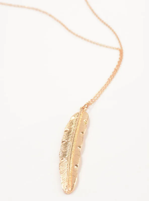 Simple Alloy Leaves Feathers Necklace