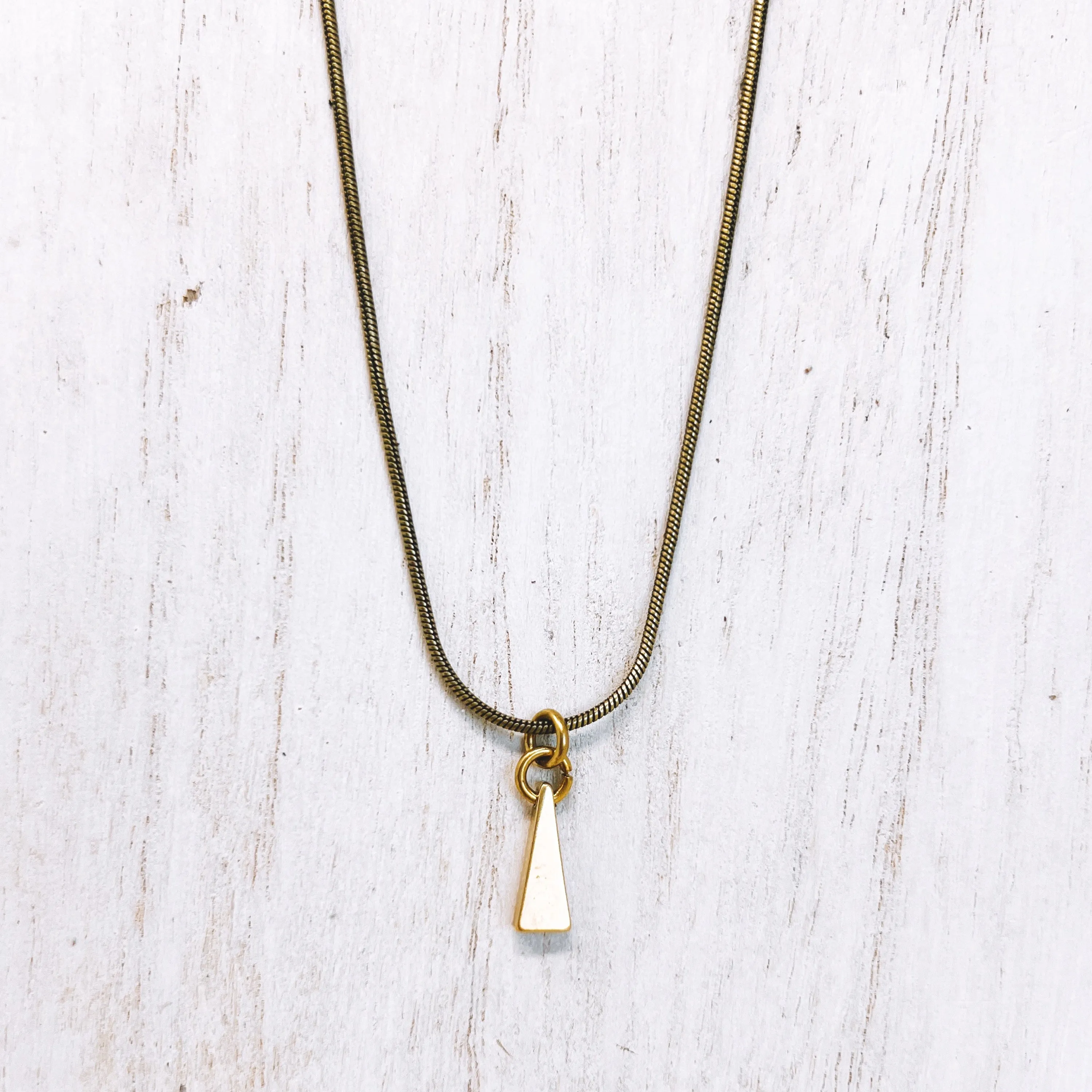 Simple Everyday Brass Charm Necklace with Minimalist Geometric Boho Style-Perfect For Layering