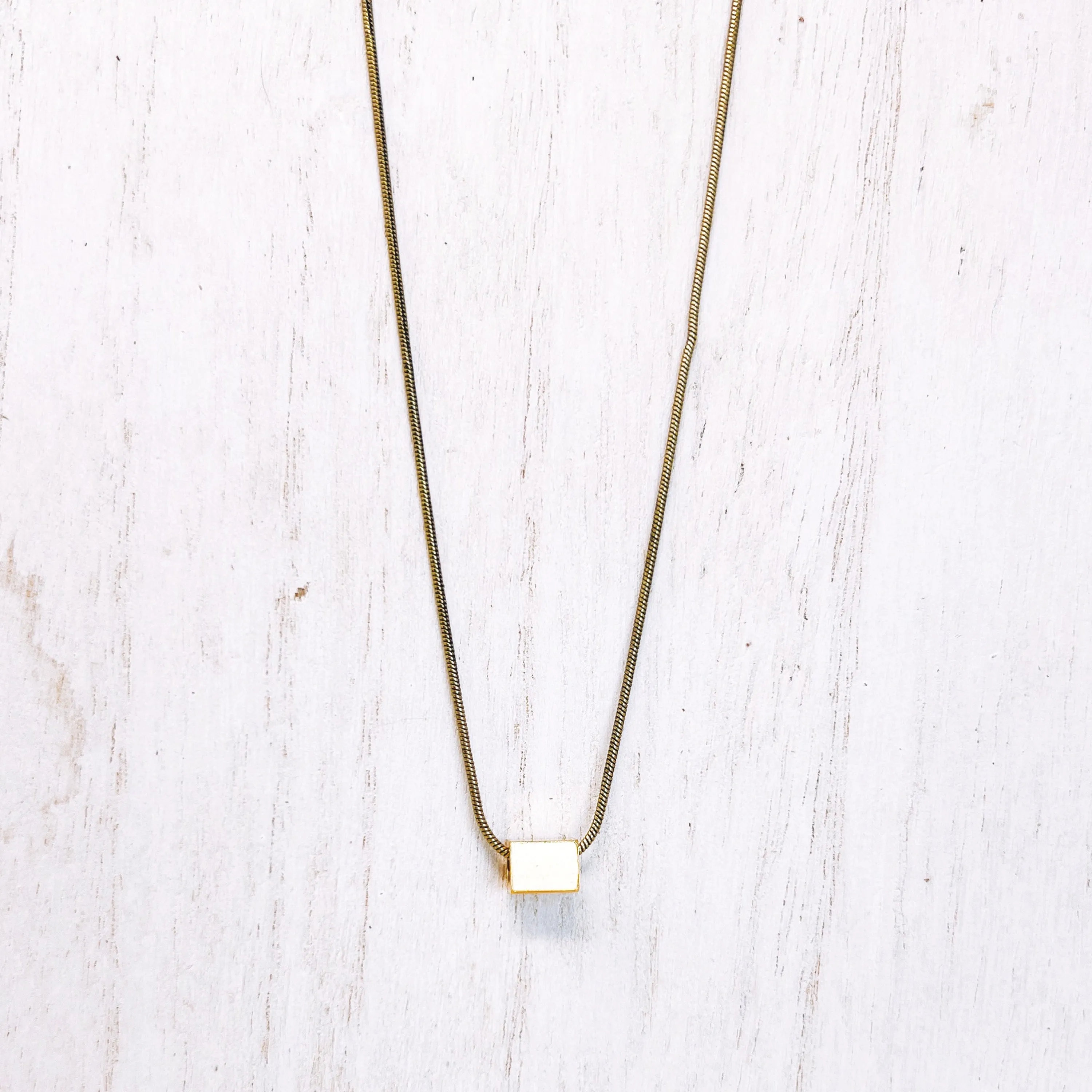 Simple Everyday Brass Charm Necklace with Minimalist Geometric Boho Style-Perfect For Layering