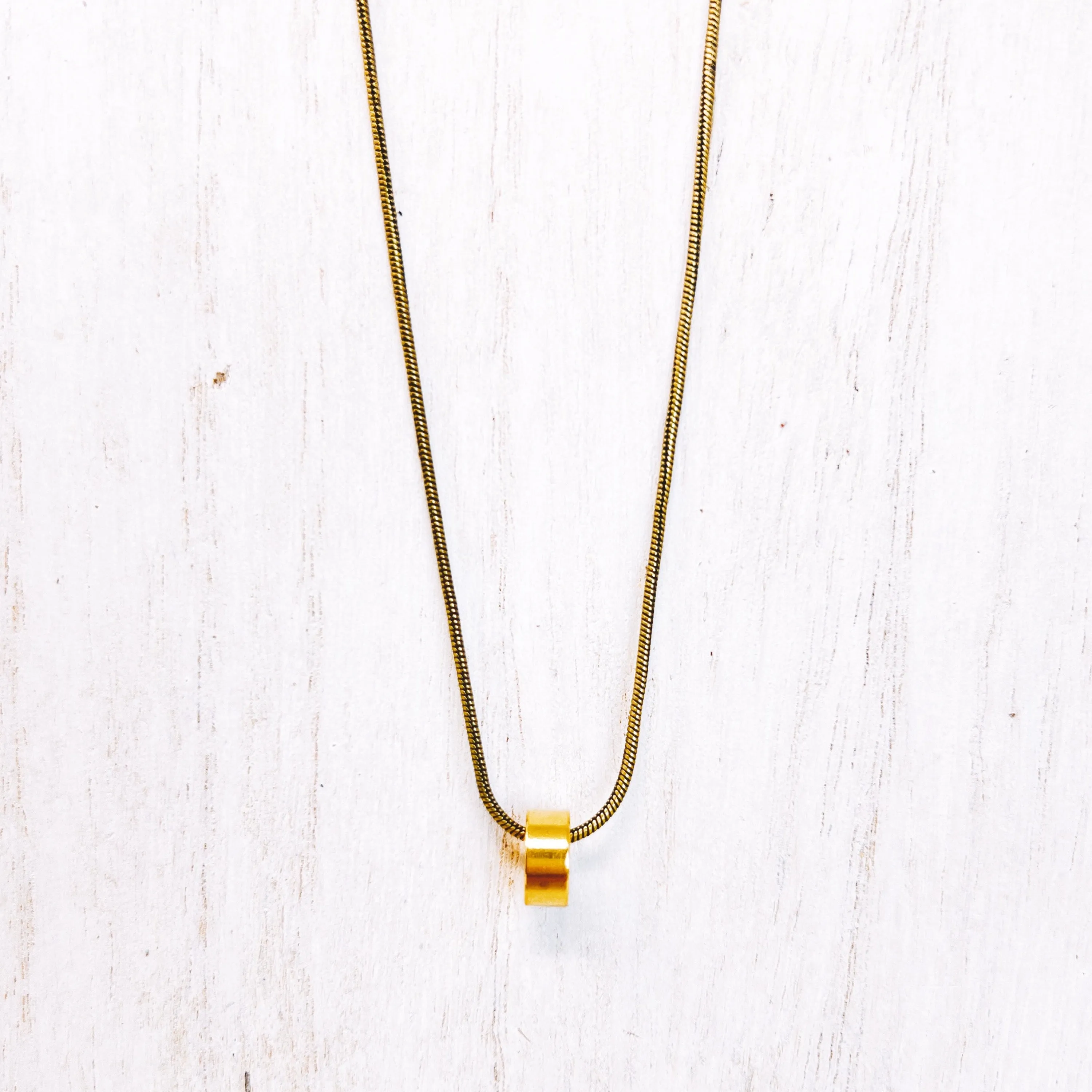 Simple Everyday Brass Charm Necklace with Minimalist Geometric Boho Style-Perfect For Layering