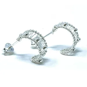 Small Sterling Silver Hoop Earrings With Balls