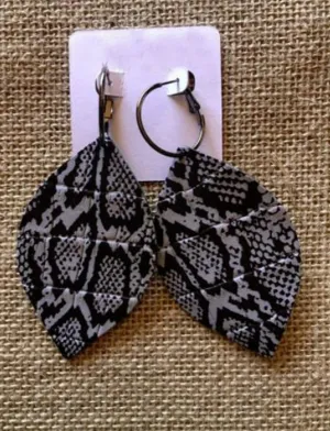 Snakeskin Print Handcrafted Leather Earrings