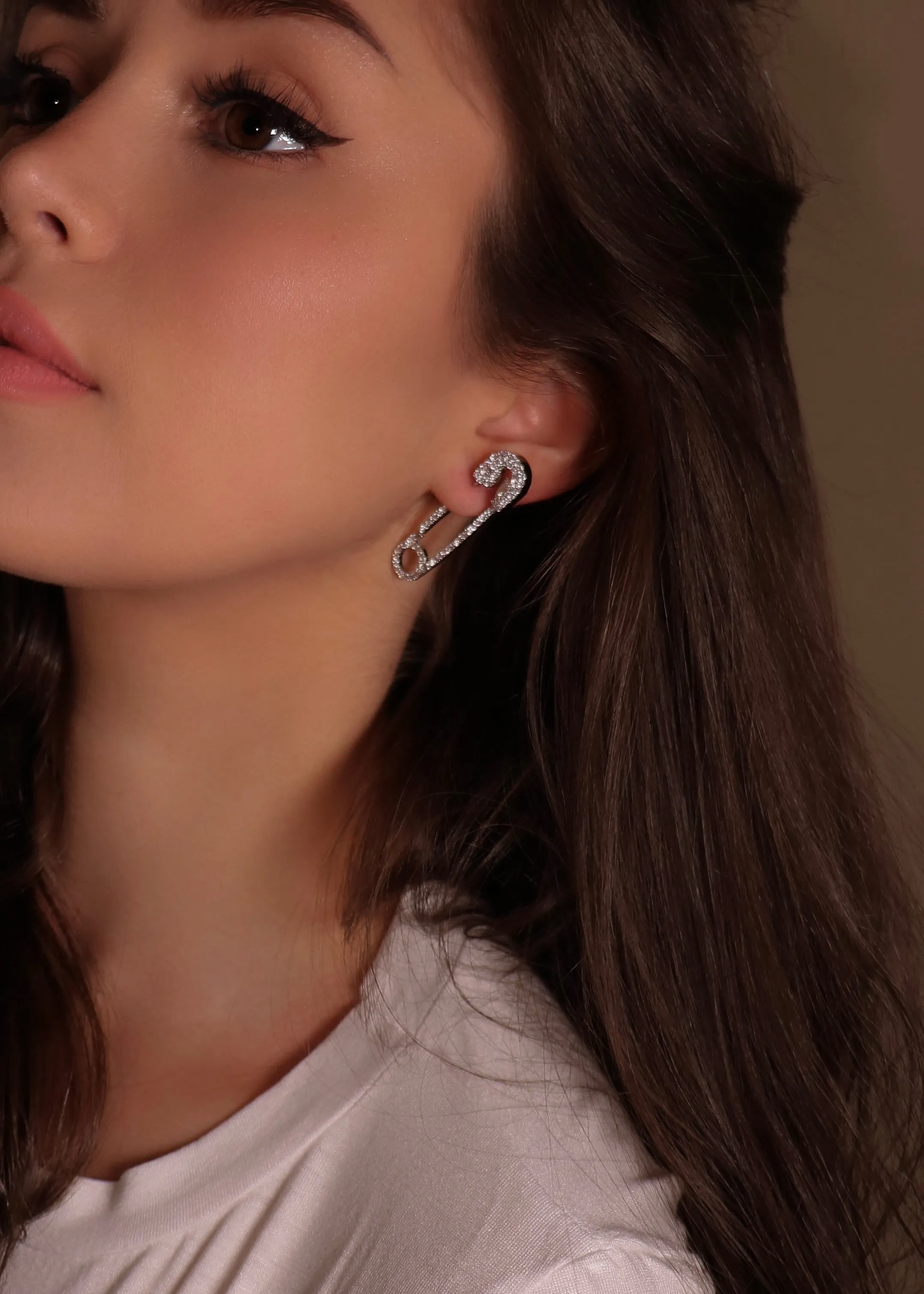 Sparkly Safety Pin Earrings