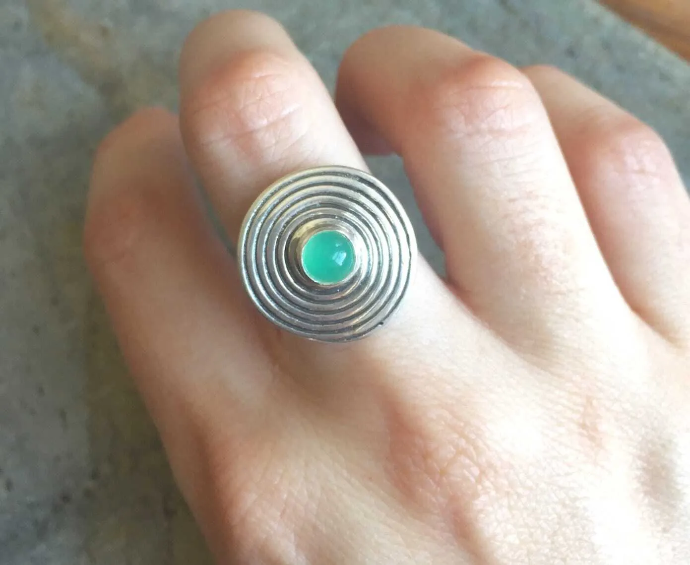 Spiral Chrysoprase Ring - Green Chrysoprase Ring - Chrysoprase Statement Ring