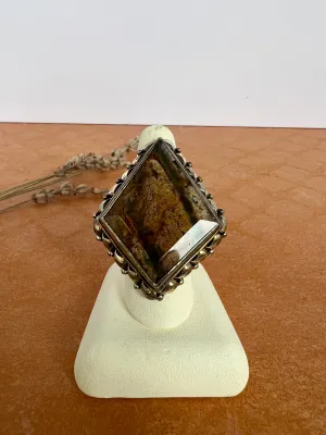 Statement Moss Agate Ring | Size 8