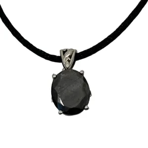 Sterling silver black sapphire pendant