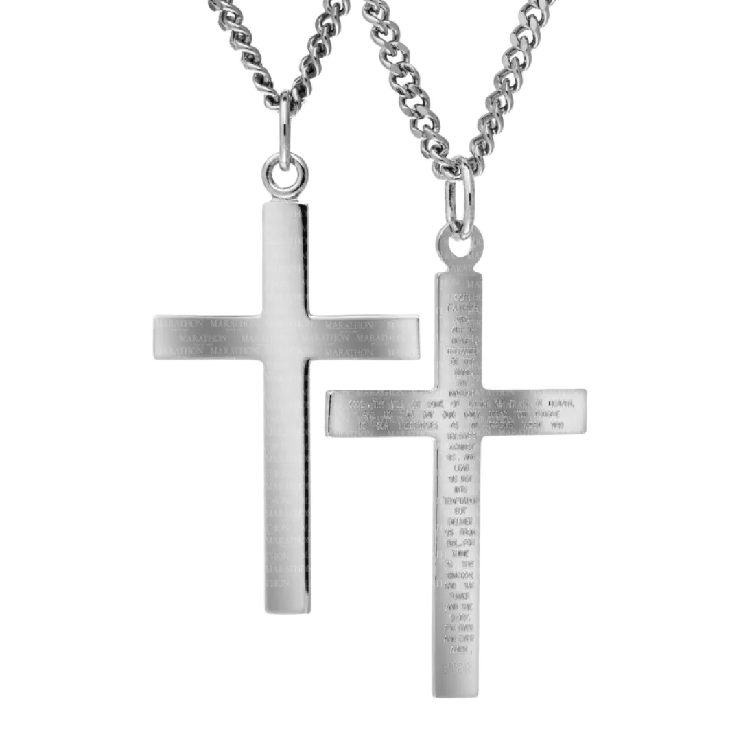 Sterling Silver Cross with the Lord's Prayer