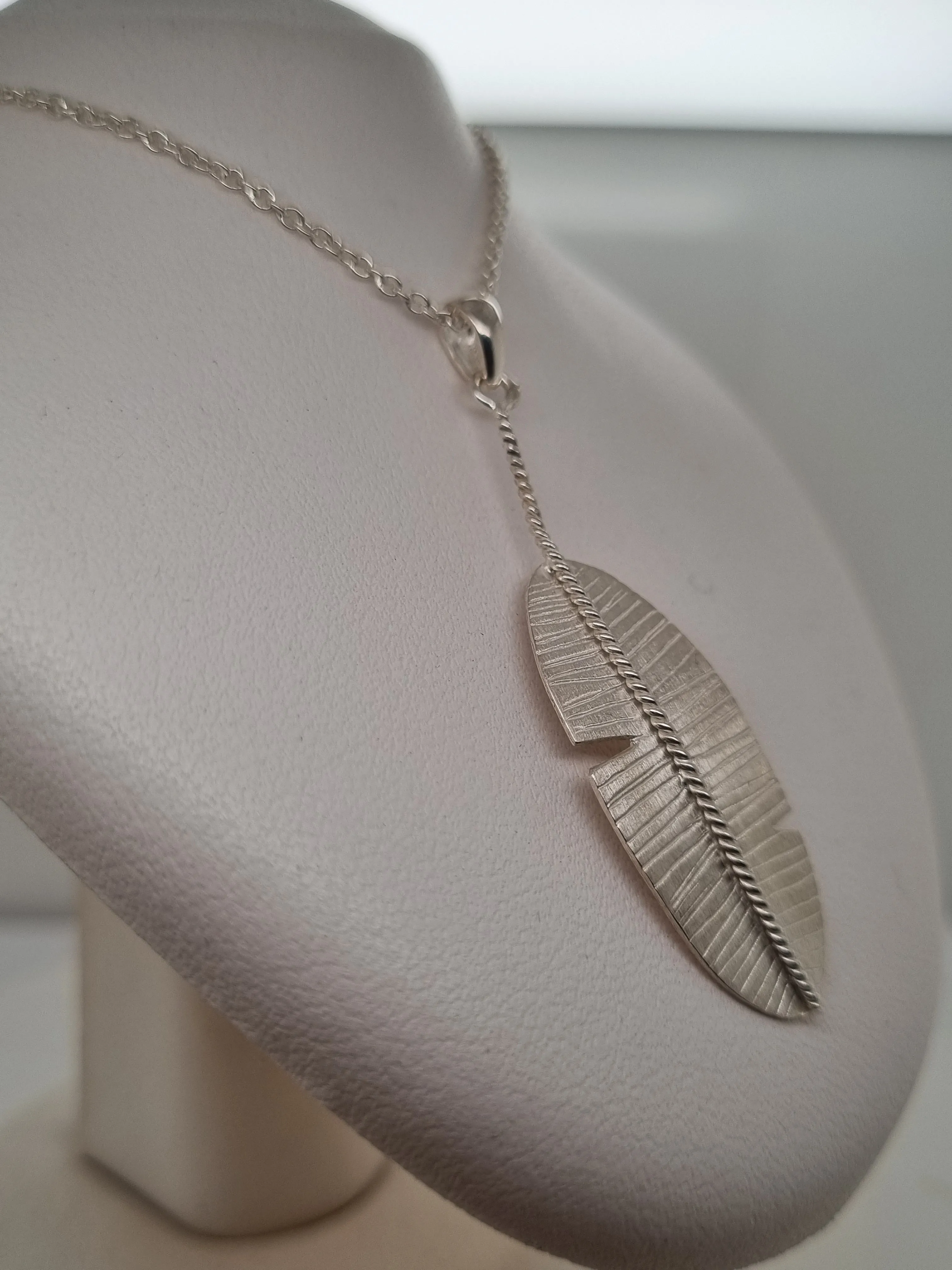 Sterling silver feather pendant