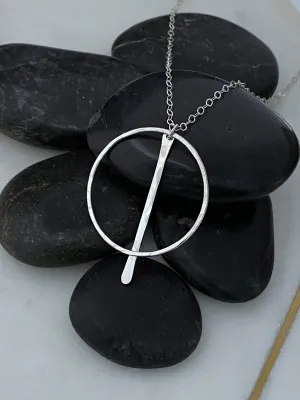 Sterling silver forged hoop necklace with paddle