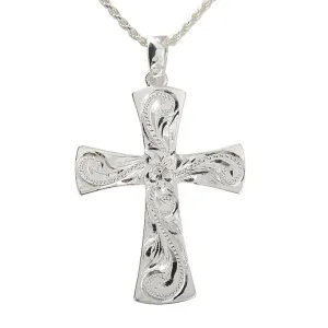 Sterling Silver Hawaiian Scroll Cross Pendant (Chain Sold Separately)