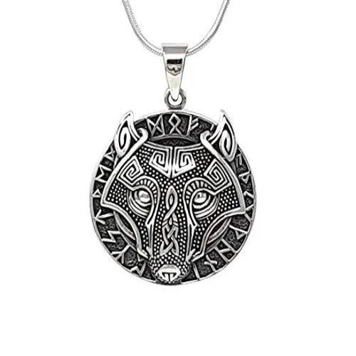 Sterling Silver Odin's Wolf Viking Pendant For Men And Women