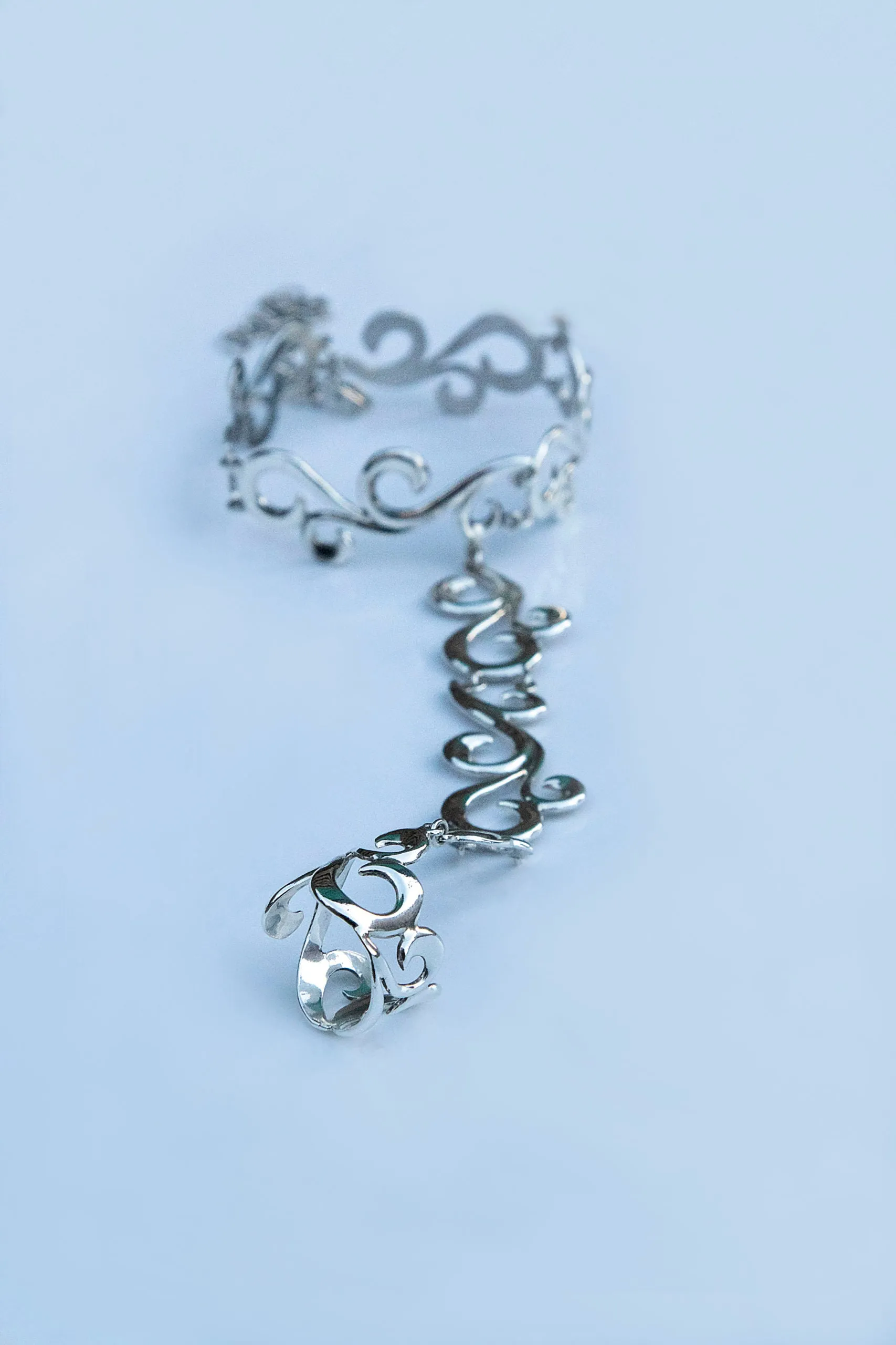 Sterling silver ring-chain bracelet "Gia"