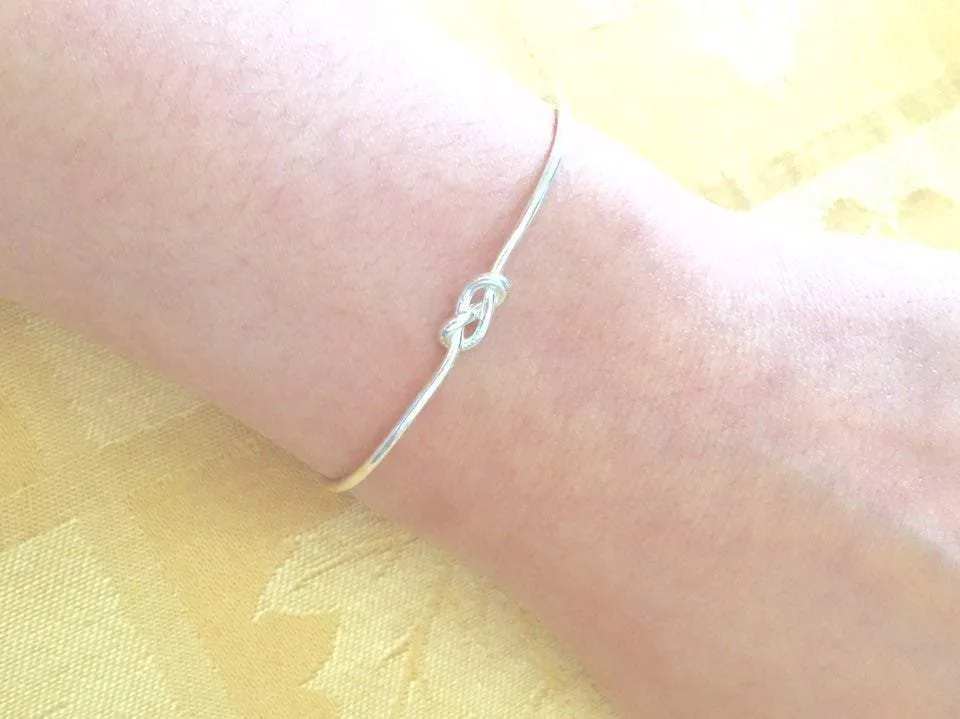 Sterling Silver Wholesale Love Knot Bracelet- Silver Knot Cuff Bracelet, Bridesmaid Jewelry, Adjustable Knot Bracelet, Bow Bracelet, Sailors knot, 263