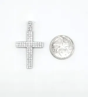 STPM-269, Men and Women S925 Sterling Silver Icy Bling Bling Cross Pendant- Silver color