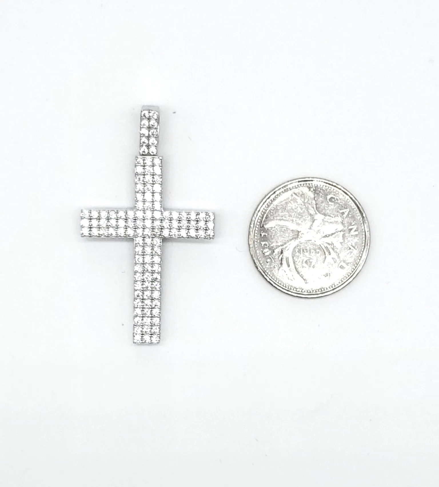 STPM-269, Men and Women S925 Sterling Silver Icy Bling Bling Cross Pendant- Silver color