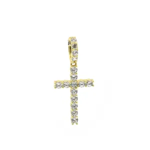 STPM 395, Men and Women S925 Sterling Silver Icy Bling Bling Cross Pendant-Gold or Silver color