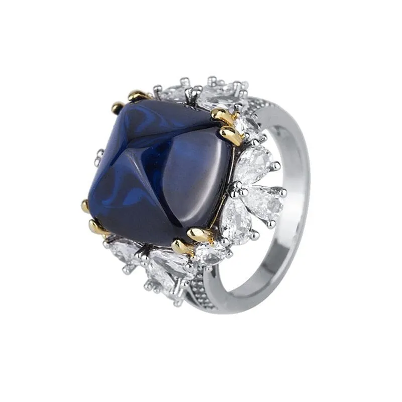 Sugar Tower Sapphire 925 Sterling Silver Ring