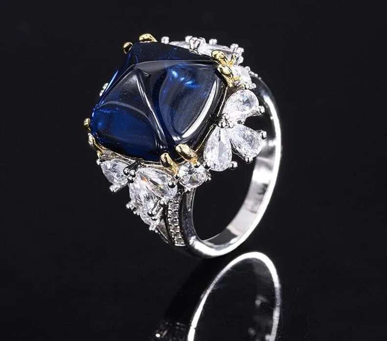 Sugar Tower Sapphire 925 Sterling Silver Ring