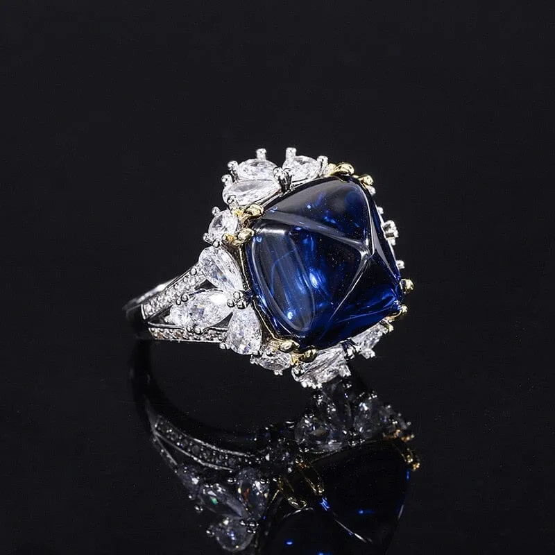 Sugar Tower Sapphire 925 Sterling Silver Ring