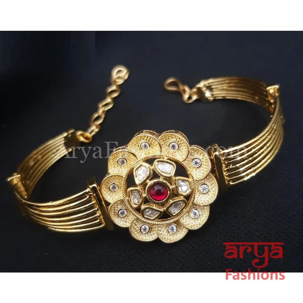 Tanvi Golden CZ Chain Bracelet/ CZ Trendy Kundan Bracelet/ Indian Bracelet