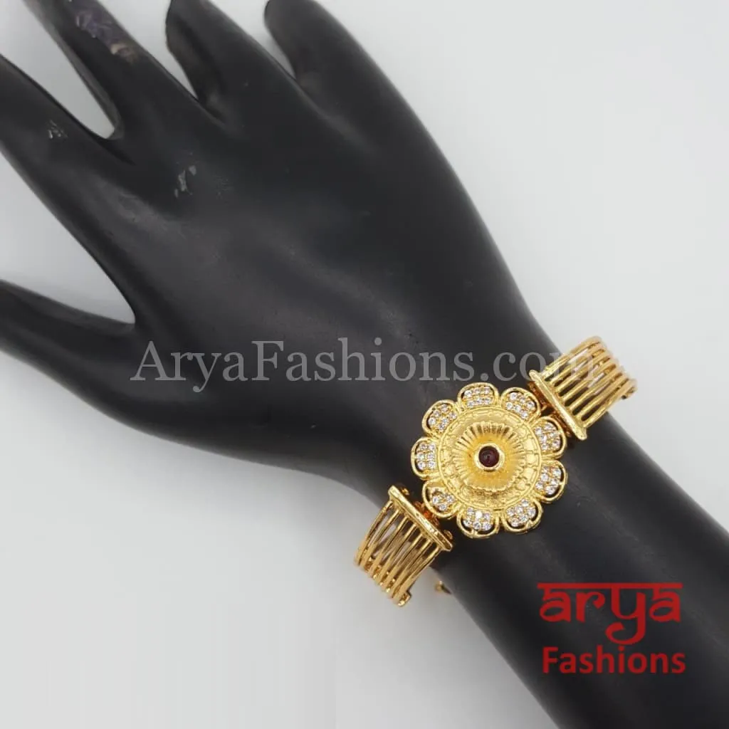 Tanvi Golden CZ Chain Bracelet/ CZ Trendy Kundan Bracelet/ Indian Bracelet