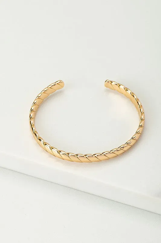 Textured Braid Cuff Bracelet - Gold