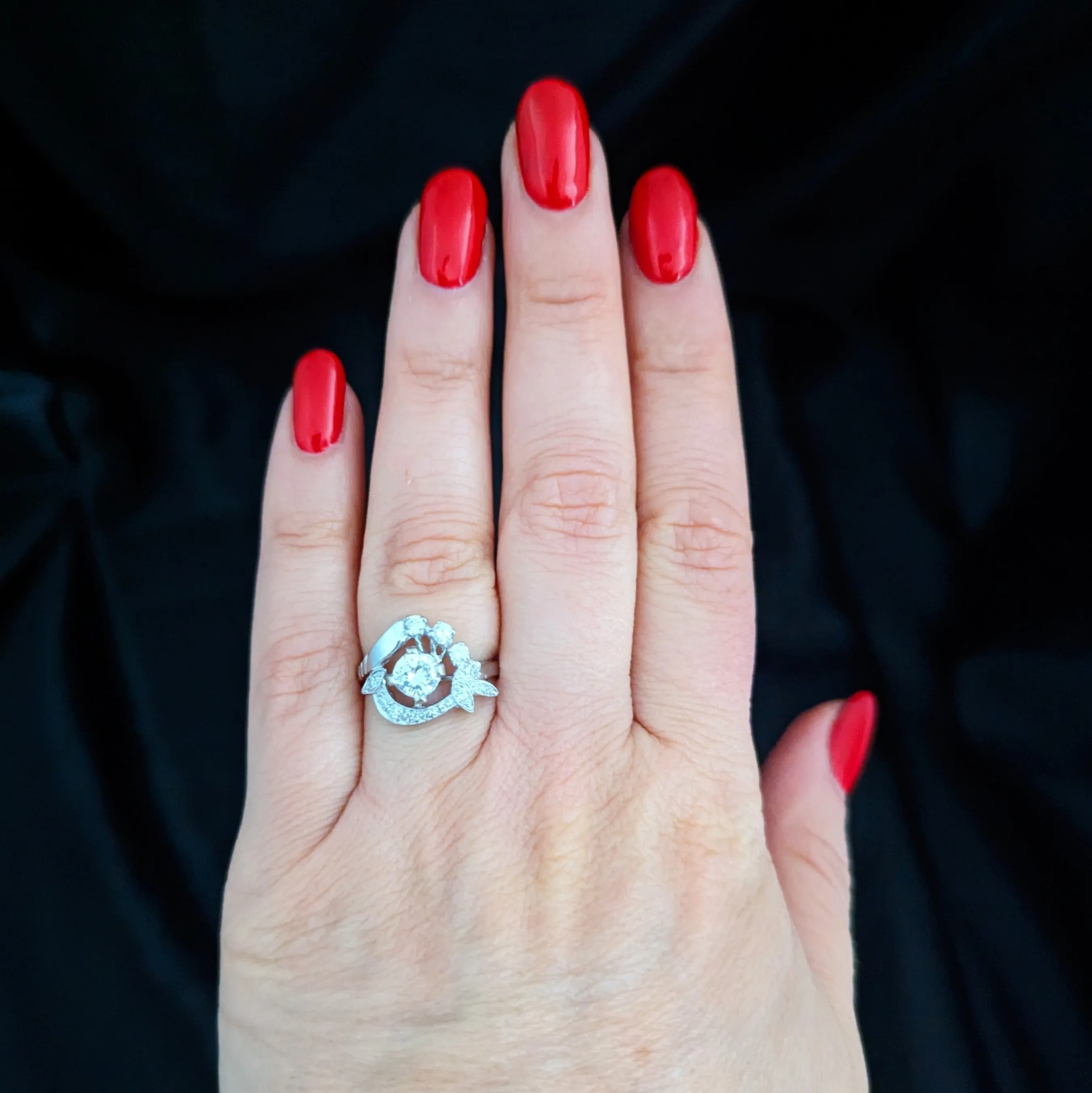 The Hanover - 1950s Diamond White Gold Ring Vintage