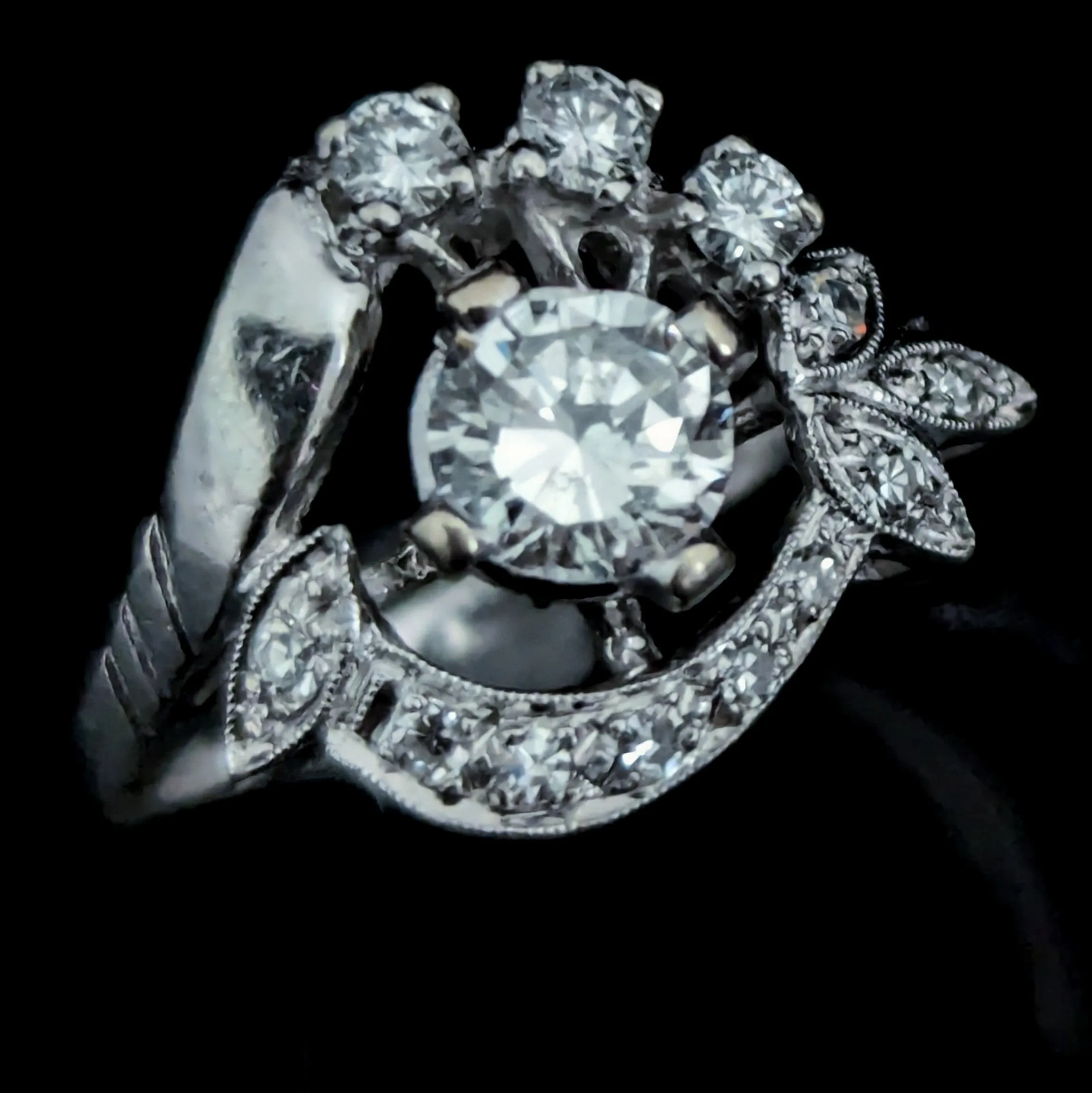 The Hanover - 1950s Diamond White Gold Ring Vintage