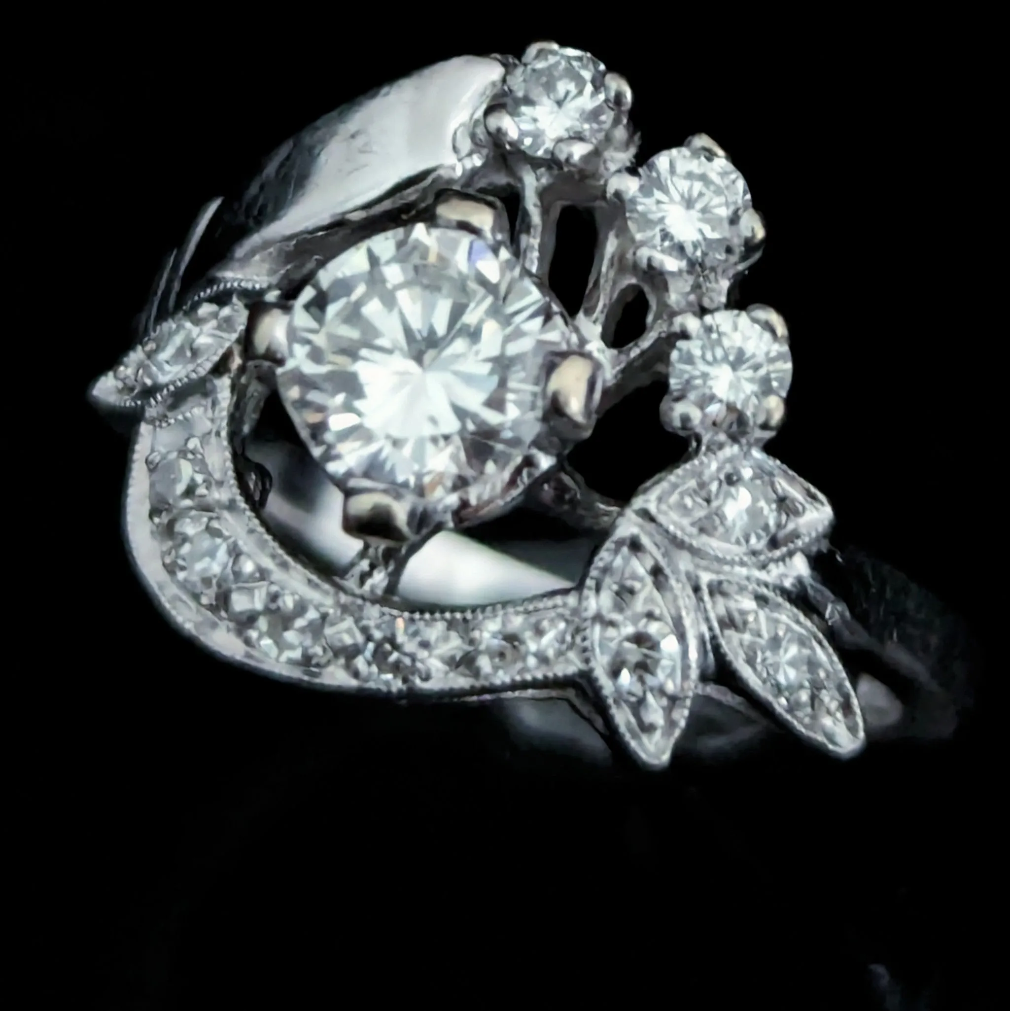 The Hanover - 1950s Diamond White Gold Ring Vintage