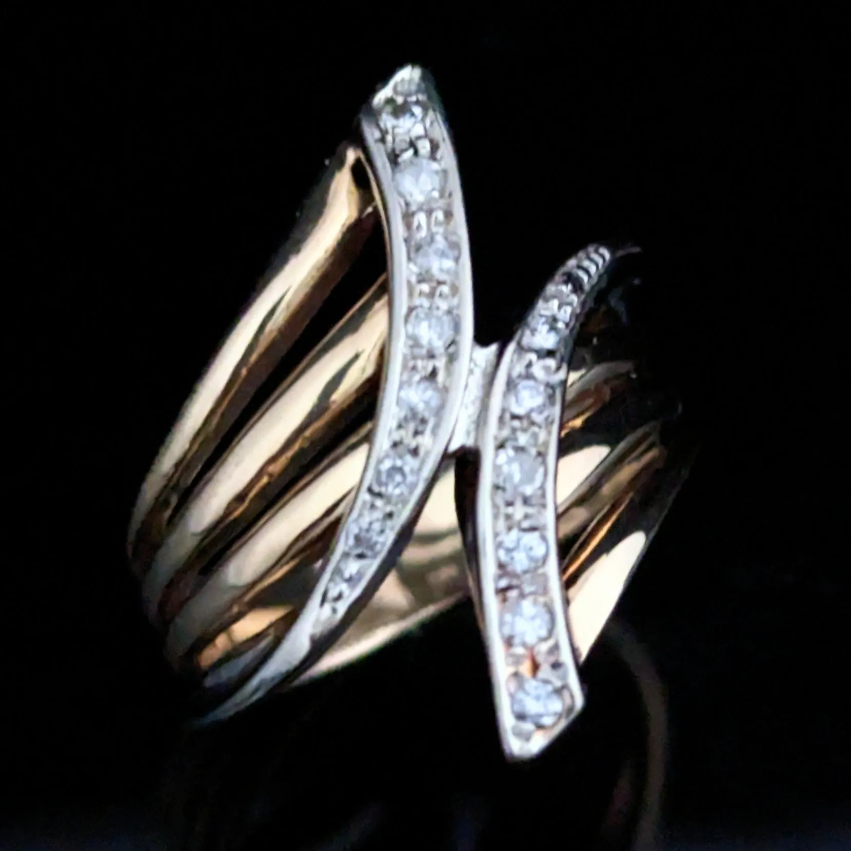 The Montpelier - Vintage Diamond 14k Gold Bypass Statement Ring