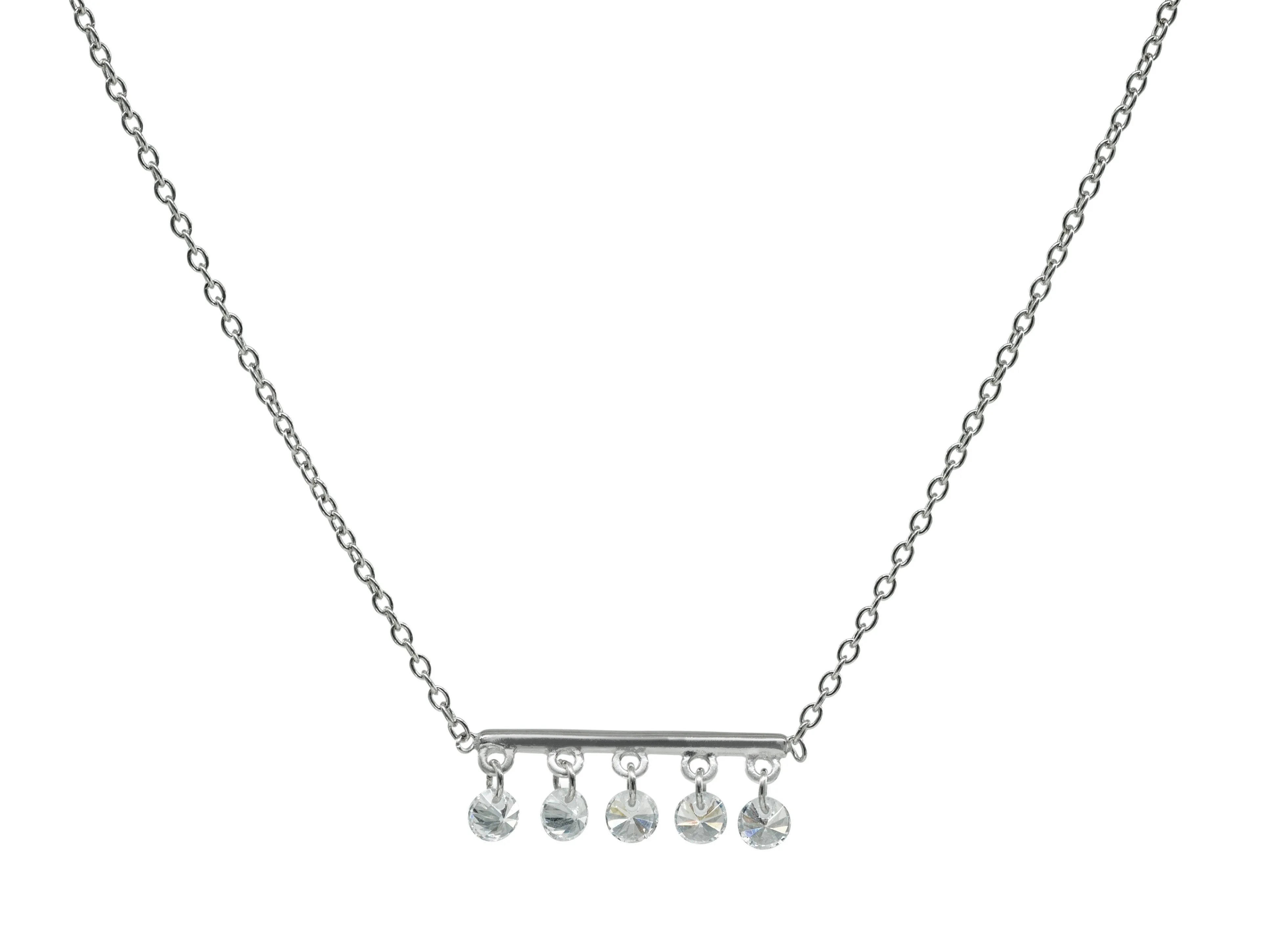 Thin Briolette CZ Bar Necklace