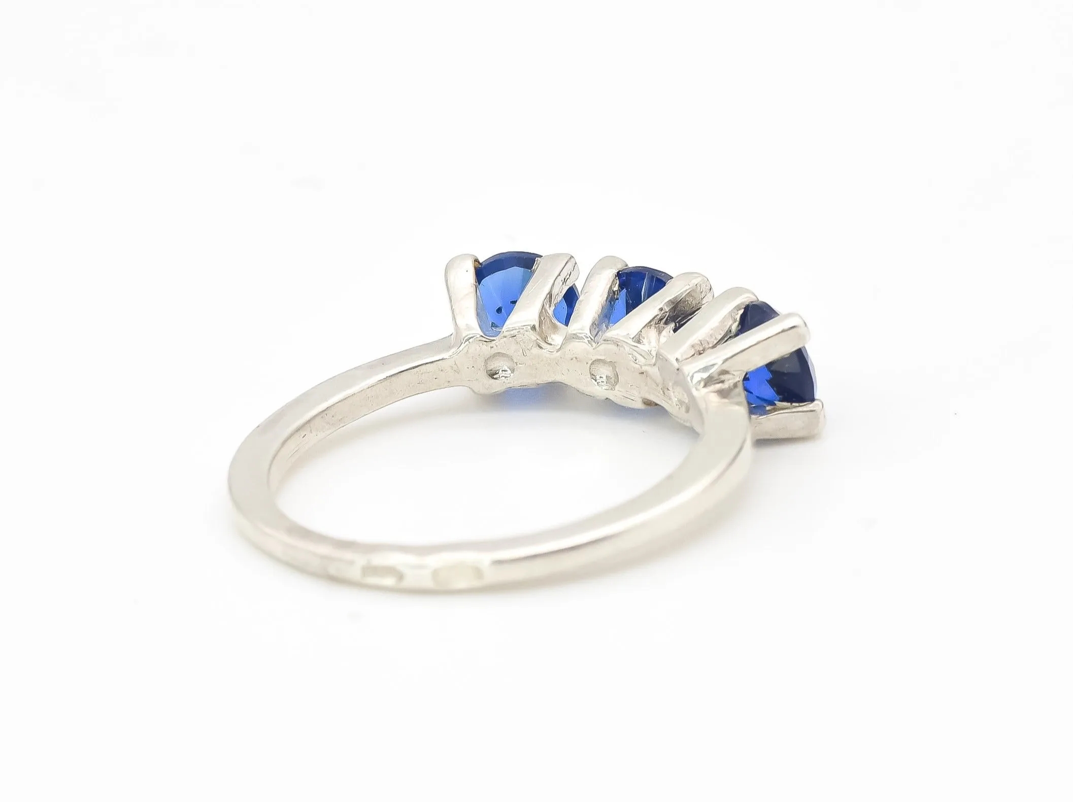 Trilogy Sapphire Ring - Blue Sapphire Band - Three Stone Ring