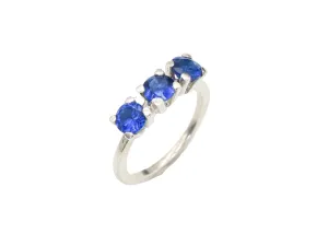 Trilogy Sapphire Ring - Blue Sapphire Band - Three Stone Ring