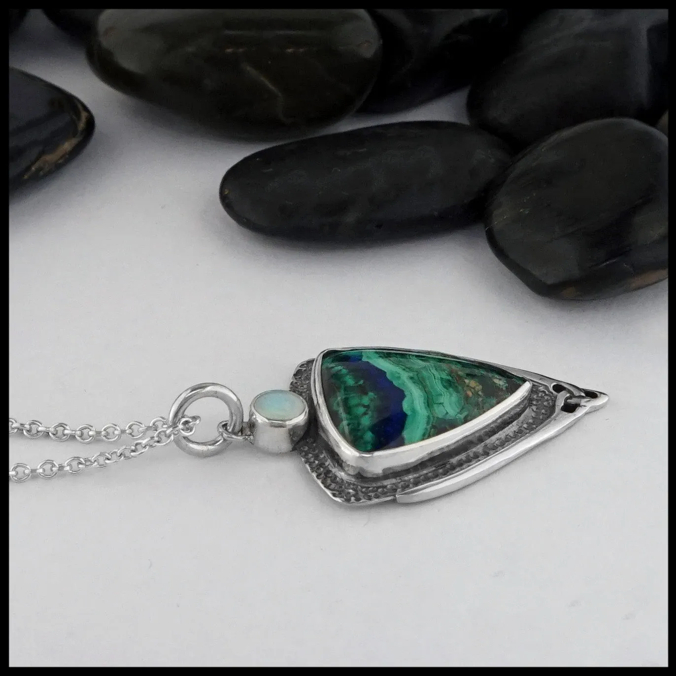 Trinity Knot Pendant with Azurite Malachite