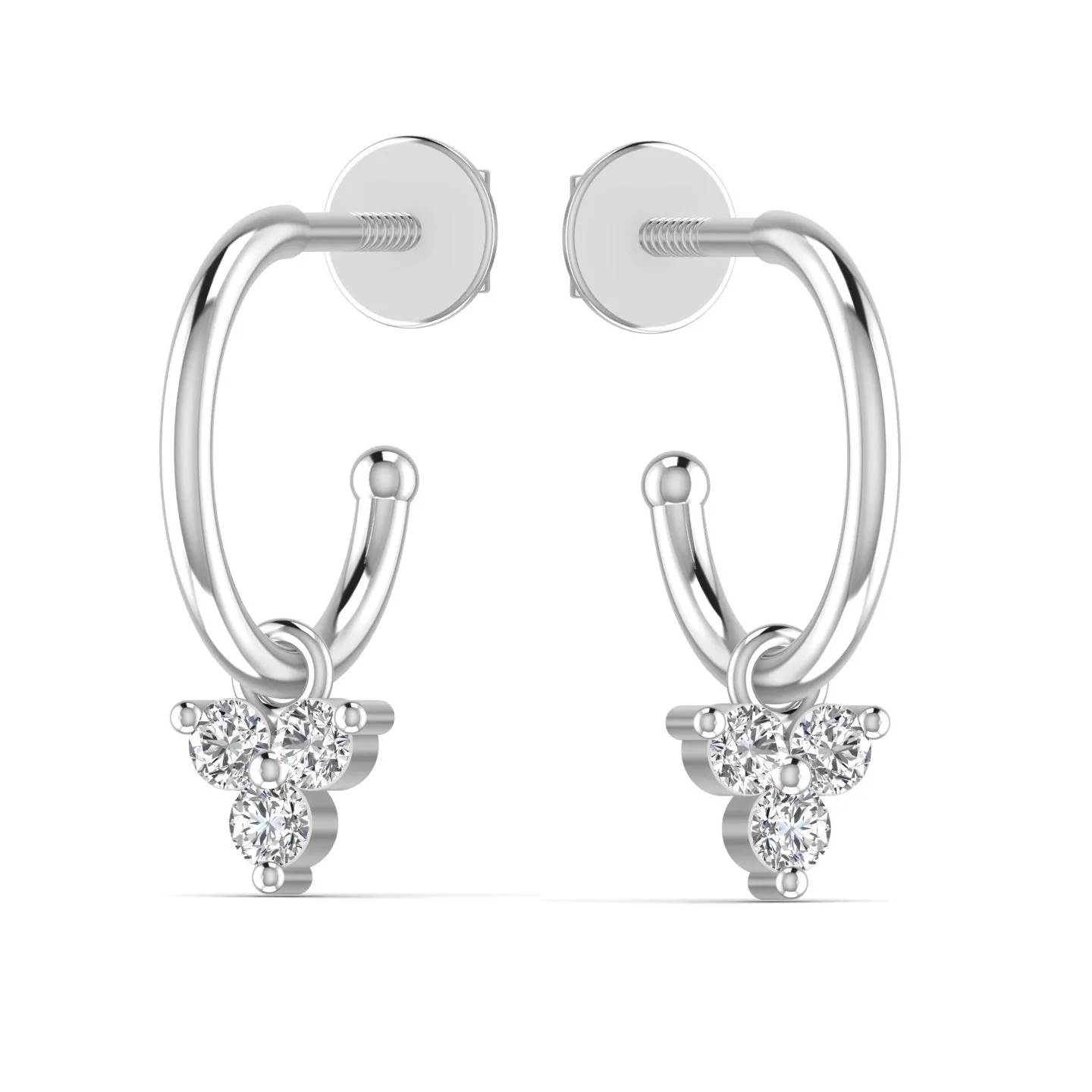 Trio Huggie Silver Half Hoop Earrings