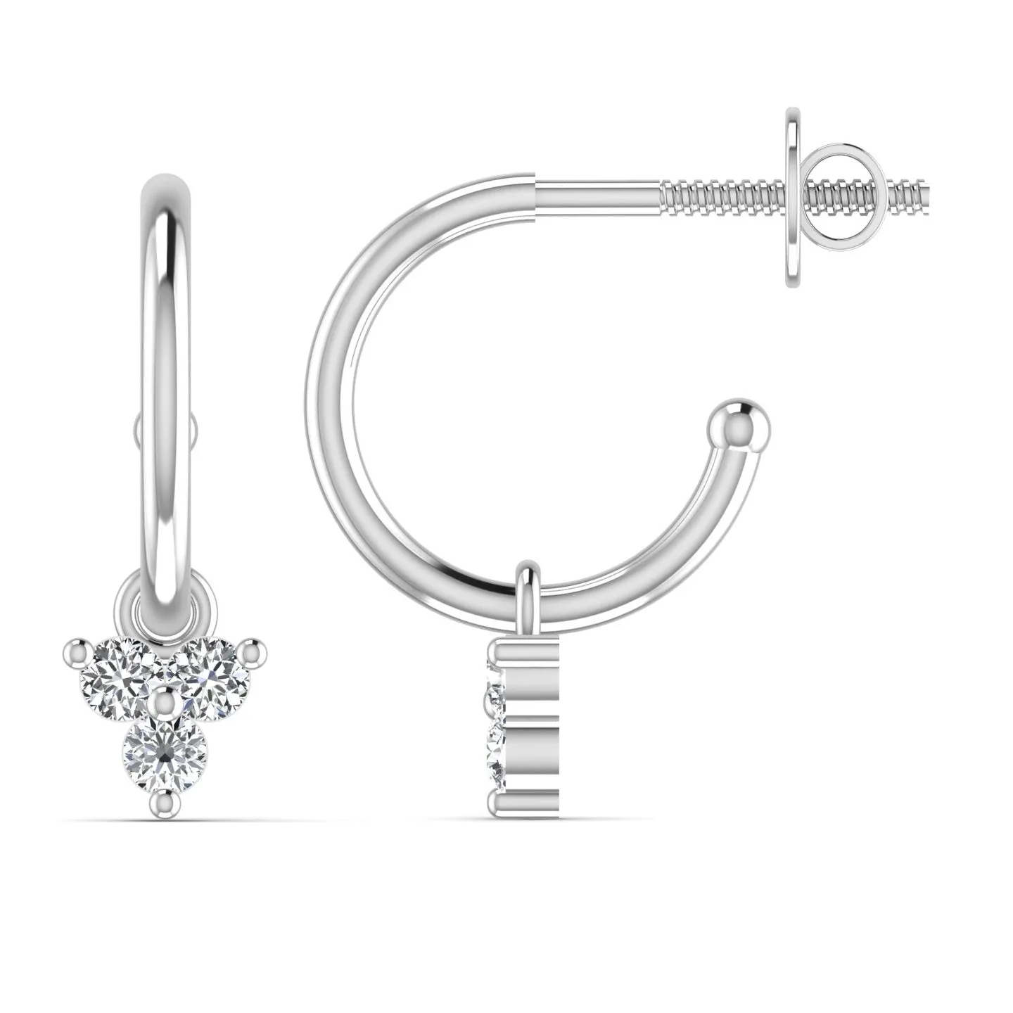 Trio Huggie Silver Half Hoop Earrings