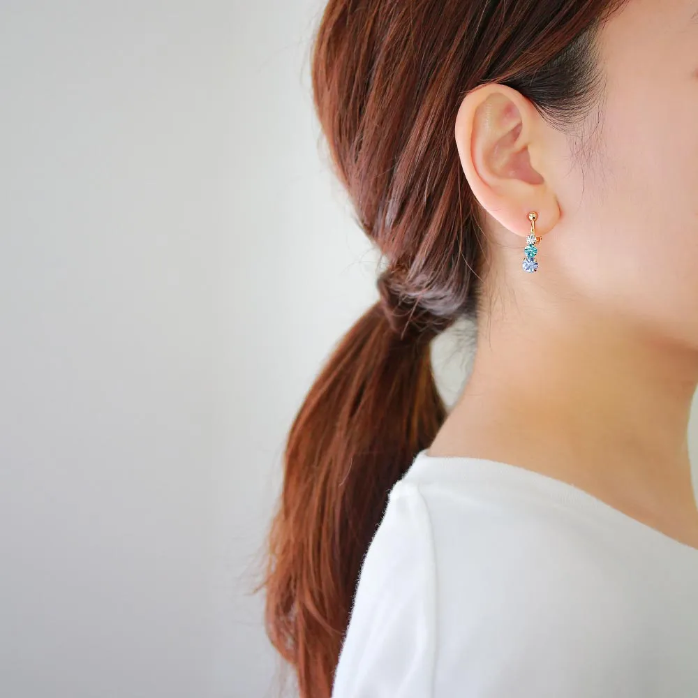 Triple Stone Clip On Earrings