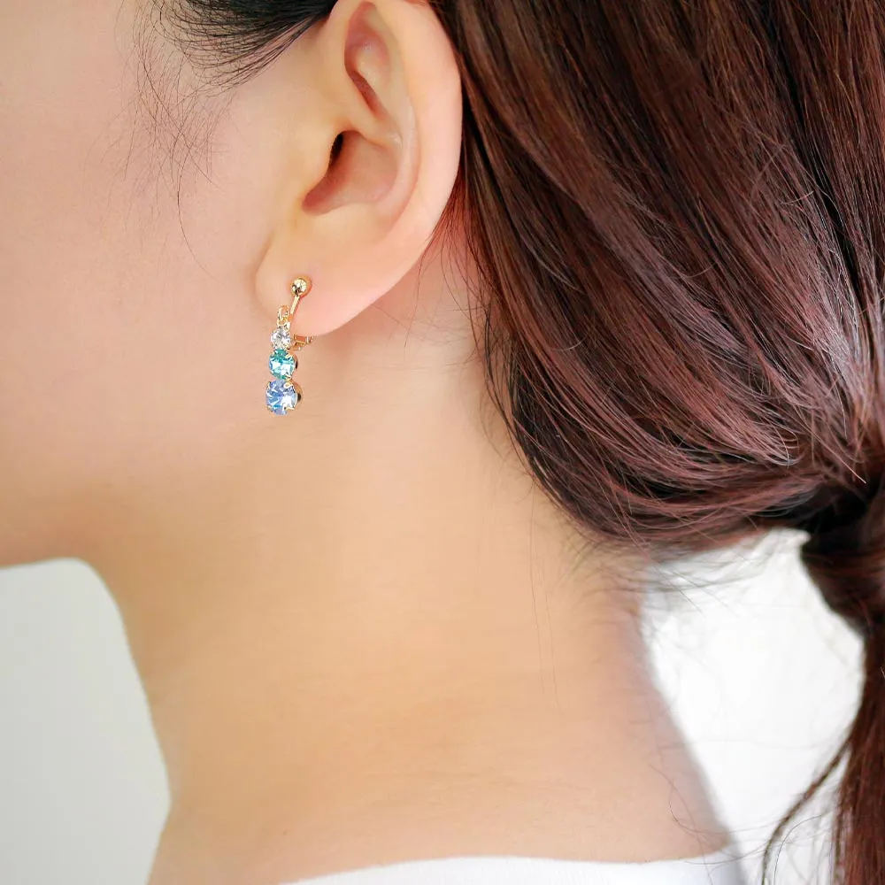 Triple Stone Clip On Earrings