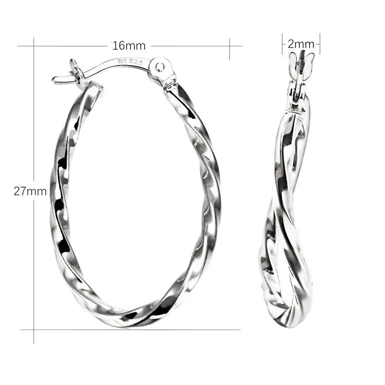 Twisted Round Hoop Earrings in 925 in Sterling Silver