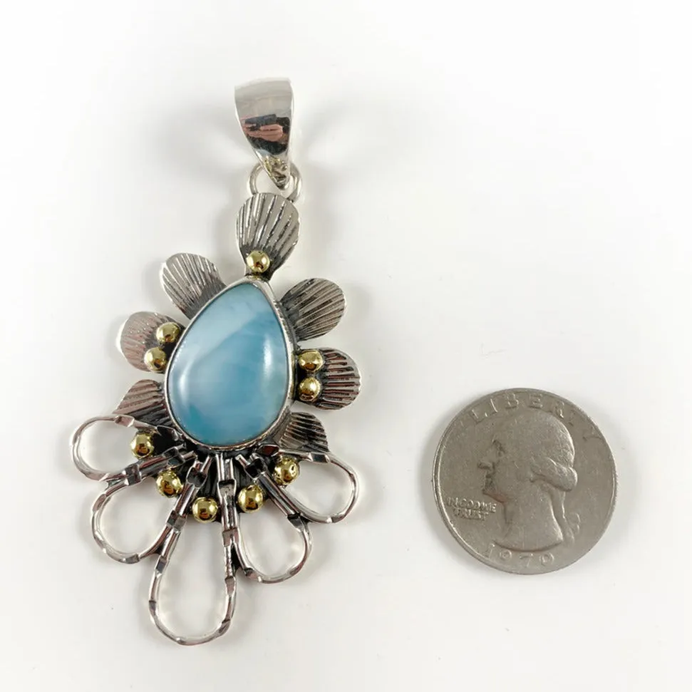 Two-tone Larimar & Sterling Silver Pendant