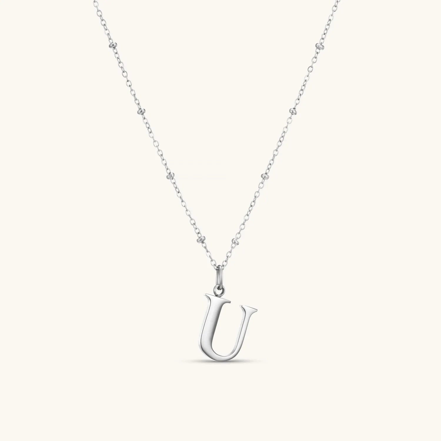 U Initial Pendant Necklace In Silver