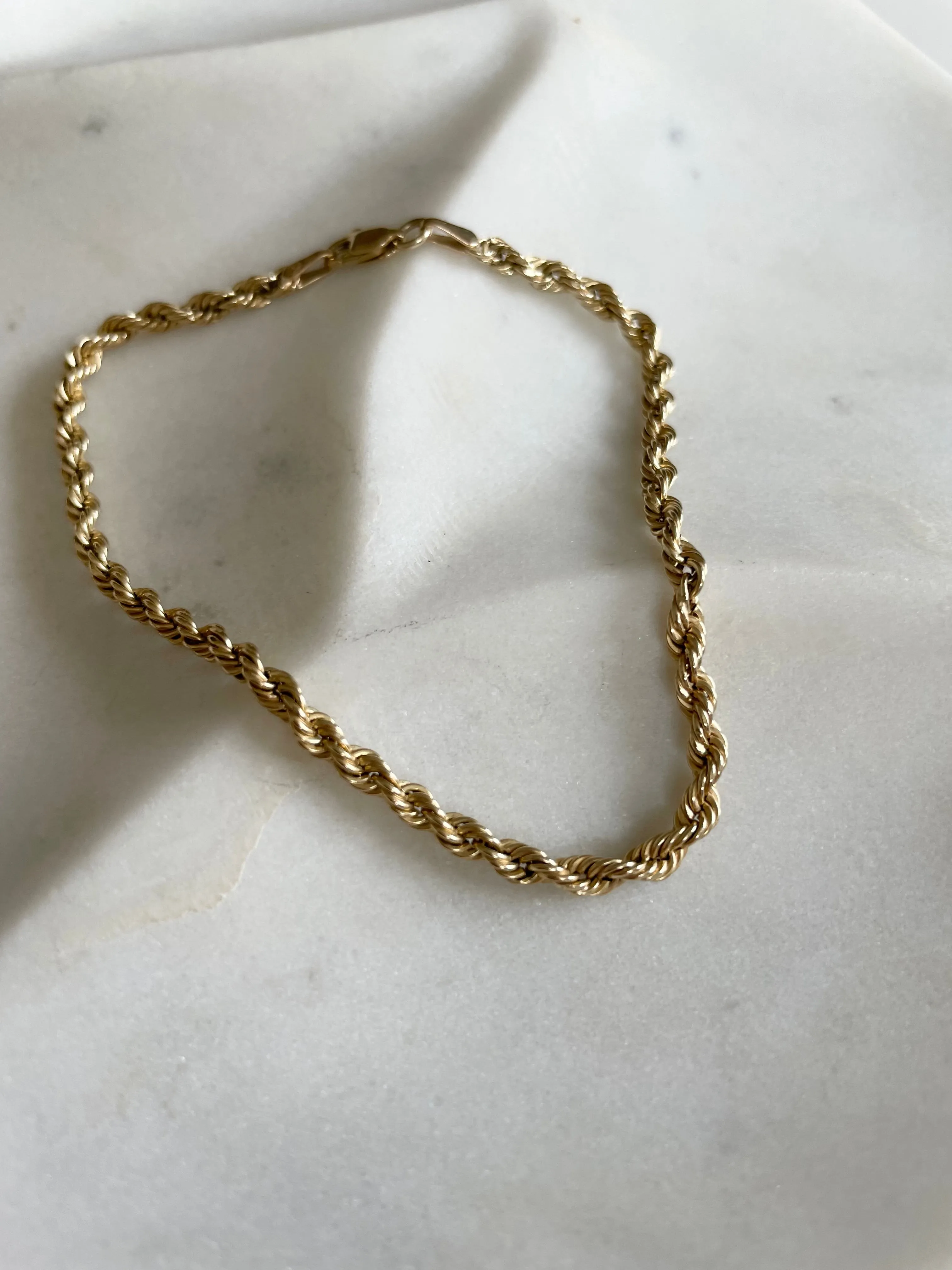 Vintage 14K Gold Rope Chain Bracelet