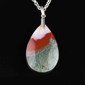 Vintage Silver Scottish Moss Agate Pendant Necklace