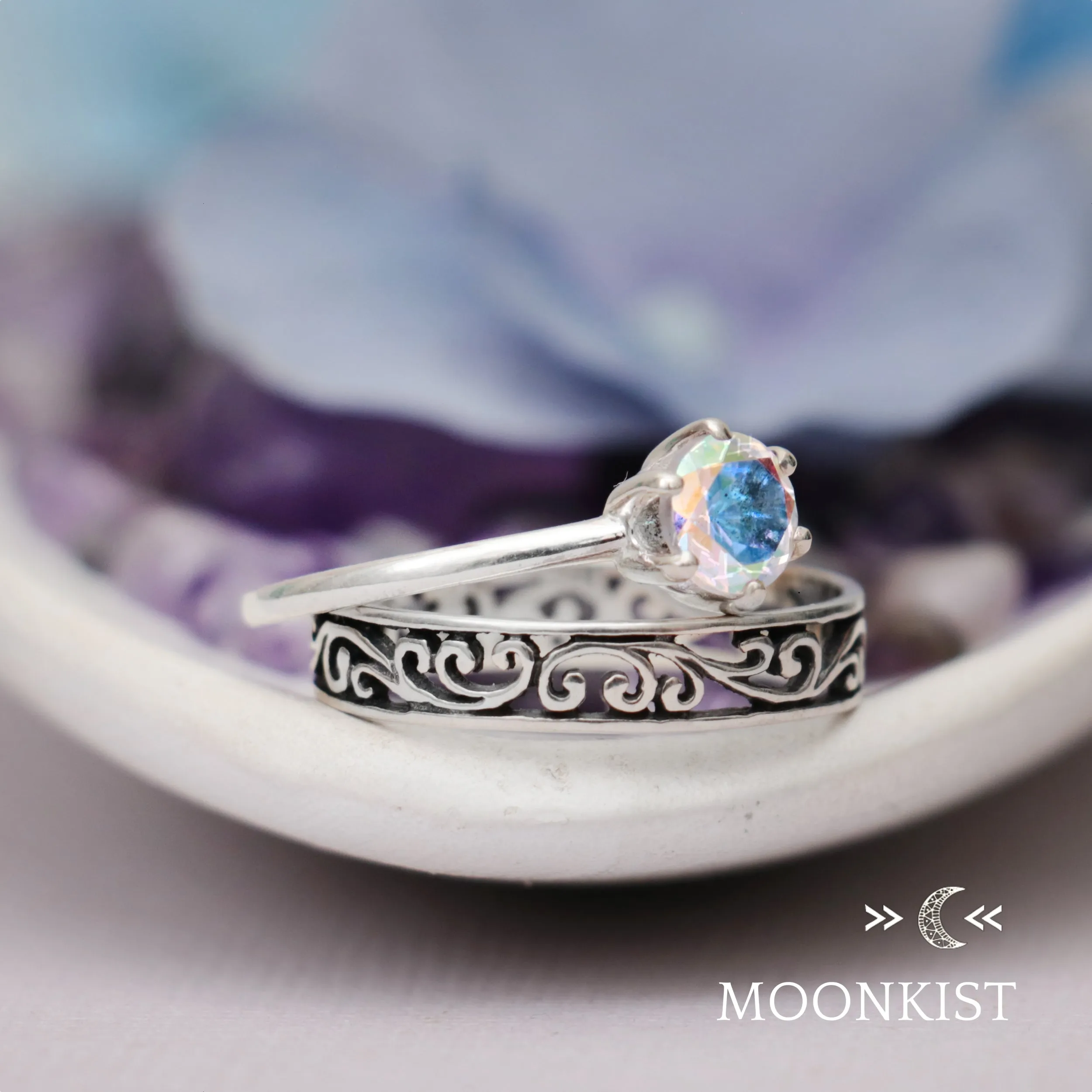 Vintage Vine Engagement Ring Set | Moonkist Designs