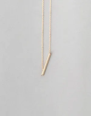 White Diamond 14K Gold Bar Necklace