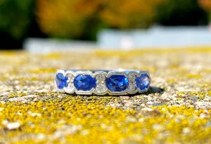 WHITE GOLD PASTEL BLUE SAPPHIRE AND DIAMOND RING