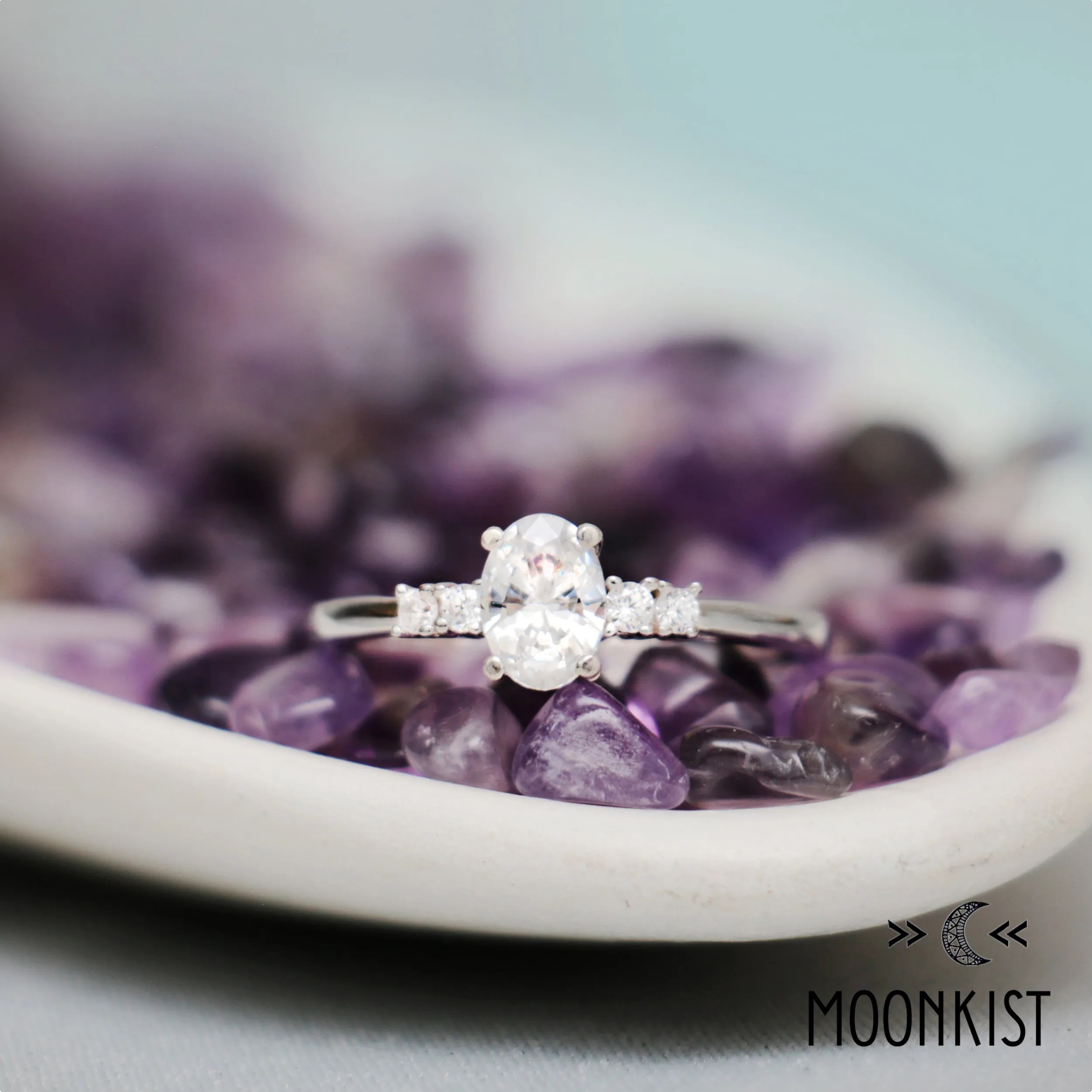 White Sapphire Five Stone Ring | Moonkist Designs