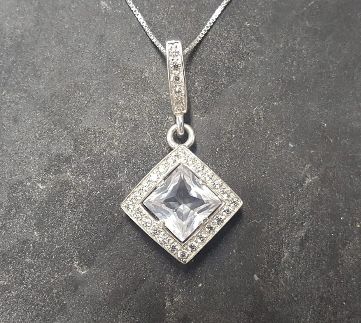 White Topaz Necklace - Natural Topaz Pendant - Vintage Topaz Necklace