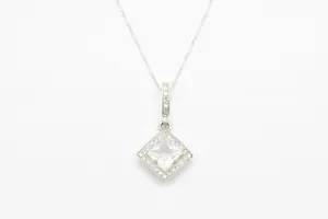 White Topaz Necklace - Natural Topaz Pendant - Vintage Topaz Necklace